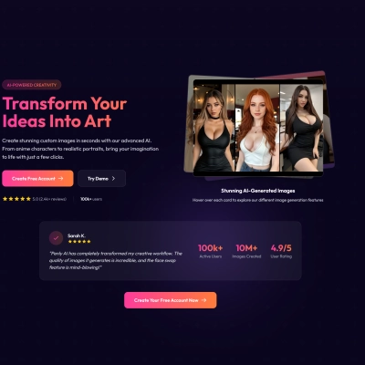 Screenshot of Penly AI porn platform interface.